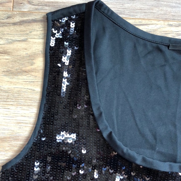 Elie Tahari Black Sequin Sleeveless Blouse S - Picture 3 of 6